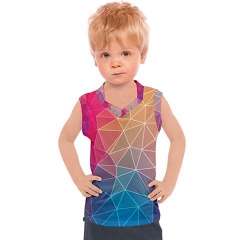 Multicolored Geometric Origami Idea Pattern Kids  Sport Tank Top by Jancukart