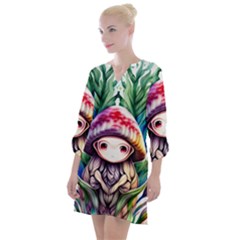 Fantasy Mushroom Forest Open Neck Shift Dress by GardenOfOphir