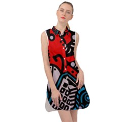 Multicolored Doodle Art Street Art Sleeveless Shirt Dress by Jancukart
