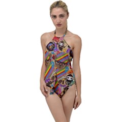 Multicolored Doodle Art Wallpaper Go With The Flow One Piece Swimsuit by Jancukart