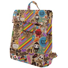 Multicolored Doodle Art Wallpaper Flap Top Backpack by Jancukart