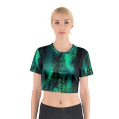 Aurora Northern Lights Celestial Magical Astronomy Cotton Crop Top by Jancukart