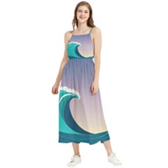 Tsunami Tidal Wave Wave Minimalist Ocean Sea 4 Boho Sleeveless Summer Dress by Pakemis