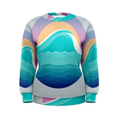 Tsunami Tidal Wave Wave Minimalist Ocean Sea Women s Sweatshirt by Pakemis