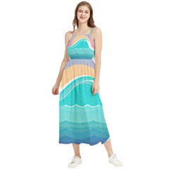 Tsunami Tidal Wave Wave Minimalist Ocean Sea Boho Sleeveless Summer Dress by Pakemis