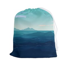 Ai Generated Ocean Waves Sea Water Nautical Drawstring Pouch (2xl) by Pakemis