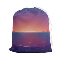 Sunset Ocean Beach Water Tropical Island Vacation Nature Drawstring Pouch (2xl) by Pakemis