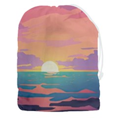 Sunset Ocean Beach Water Tropical Island Vacation 4 Drawstring Pouch (3xl) by Pakemis
