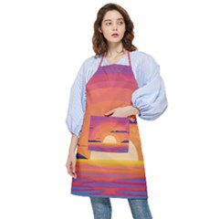 Sunset Ocean Beach Water Tropical Island Vacation Landscape Pocket Apron by Pakemis