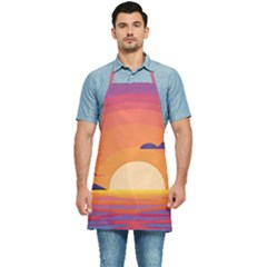 Sunset Ocean Beach Water Tropical Island Vacation Landscape Kitchen Apron by Pakemis