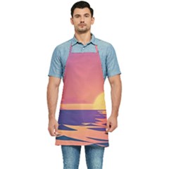 Sunset Ocean Beach Water Tropical Island Vacation Kitchen Apron by Pakemis