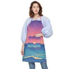 Sunset Ocean Beach Water Tropical Island Vacation 2 Pocket Apron by Pakemis