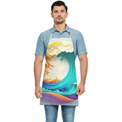 Tsunami Tidal Wave Wave Minimalist Ocean Sea 3 Kitchen Apron by Pakemis