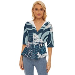 Flowers Pattern Floral Ocean Abstract Digital Art Lightweight Drawstring Hooded Top by Pakemis