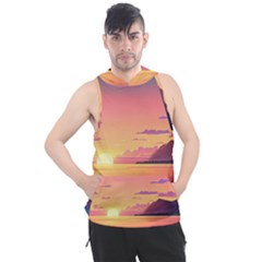 Sunset Ocean Beach Water Tropical Island Vacation 3 Men s Sleeveless Hoodie by Pakemis