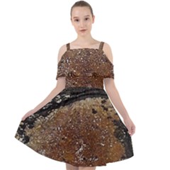 Rustic Charm Abstract Print Cut Out Shoulders Chiffon Dress by dflcprintsclothing