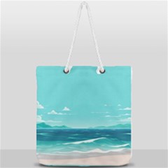 Ai Generated Ocean Waves Sea Water Anime Full Print Rope Handle Tote (large) by Pakemis