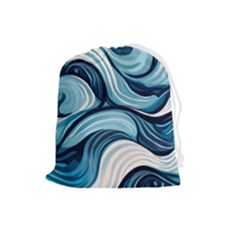Pattern Ocean Waves Arctic Ocean Blue Nature Sea Drawstring Pouch (large) by Pakemis