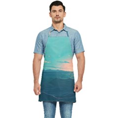 Ai Generated Ocean Sea Water Anime Nautical Kitchen Apron by Pakemis