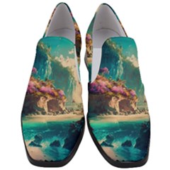 Tropical Island Fantasy Landscape Palm Trees Ocean Women Slip On Heel Loafers by Pakemis