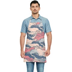 Waves Ocean Sea Water Pattern Rough Seas Kitchen Apron by Pakemis