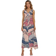 Waves Ocean Sea Water Pattern Rough Seas V-neck Sleeveless Loose Fit Overalls by Pakemis