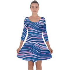 Modern Fluid Art Quarter Sleeve Skater Dress by GardenOfOphir