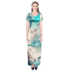 Tropical Winter Tropical Winter Landscape Short Sleeve Maxi Dress by Pakemis