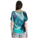 Landscape Nature Digital Art Palm Trees Paradise V-Neck Flutter Sleeve Top View2