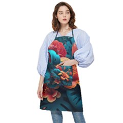 Ai Generated Tropical Flowers Floral Floral Pattern Pocket Apron by Pakemis