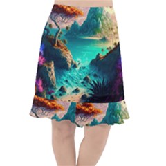 Tropical Paradise Beach Ocean Shore Sea Fantasy Fishtail Chiffon Skirt by Pakemis