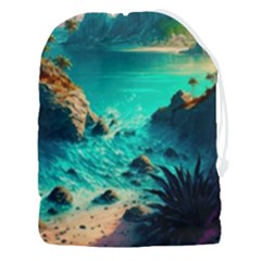 Tropical Paradise Beach Ocean Shore Sea Fantasy Drawstring Pouch (3xl) by Pakemis