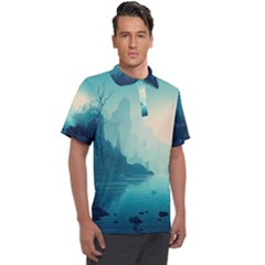 Ai Generated River Forest Woods Outdoors Men s Polo Tee by Pakemis