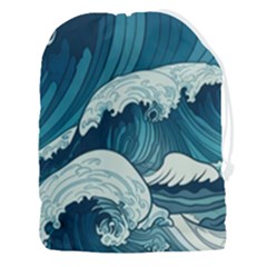 Waves Ocean Sea Pattern Water Tsunami Rough Seas Drawstring Pouch (3xl) by Pakemis
