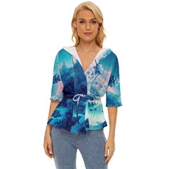Tropical Winter Frozen Snow Paradise Palm Trees Lightweight Drawstring Hooded Top by Pakemis