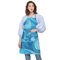 Ocean Waves Sea Abstract Pattern Water Blue Pocket Apron by Pakemis