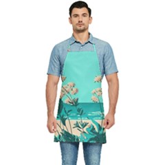 Beach Ocean Flowers Flower Floral Plants Vacation Kitchen Apron by Pakemis