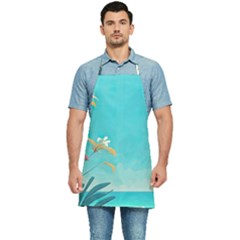 Beach Ocean Flowers Floral Plants Vacation Kitchen Apron by Pakemis