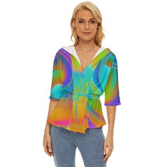 Contemporary Fluid Art Pattern In Bright Colors Lightweight Drawstring Hooded Top by GardenOfOphir