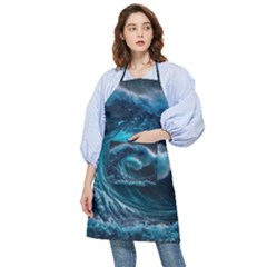 Tsunami Waves Ocean Sea Water Rough Seas 3 Pocket Apron by Pakemis