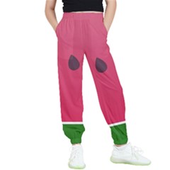 Watermelon Fruit Summer Red Fresh Food Healthy Kids  Elastic Waist Pants by Wegoenart