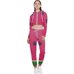 Watermelon Fruit Summer Red Fresh Food Healthy Cropped Zip Up Lounge Set by Wegoenart