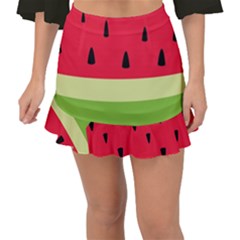 Watermelon Fruit Food Healthy Vitamins Nutrition Fishtail Mini Chiffon Skirt by Wegoenart