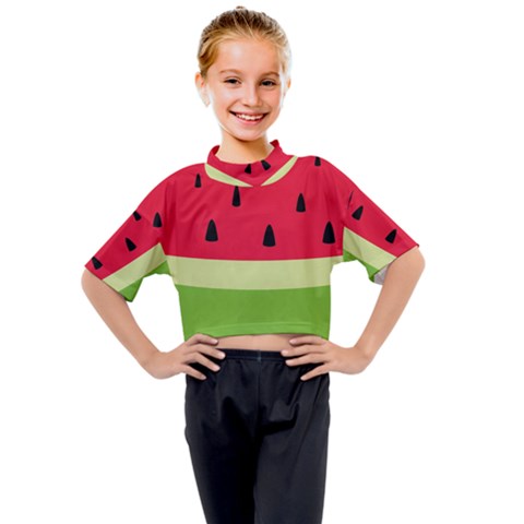 Watermelon Fruit Food Healthy Vitamins Nutrition Kids Mock Neck Tee by Wegoenart