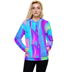 Colorful Abstract Fluid Art Pattern Women s Lightweight Drawstring Hoodie by GardenOfOphir