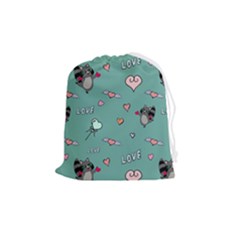 Raccoon Texture Seamless Scrapbooking Hearts Drawstring Pouch (medium) by Wegoenart