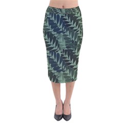 Background Pattern Leaves Texture Design Wallpaper Velvet Midi Pencil Skirt by Wegoenart