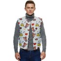 Background Pattern Texture Design Dog Music Men s Short Button Up Puffer Vest	 View1