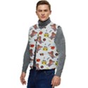 Background Pattern Texture Design Dog Music Men s Short Button Up Puffer Vest	 View3