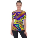 Contemporary Art Fluid Background Shoulder Cut Out Short Sleeve Top View1